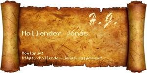 Hollender Jónás névjegykártya